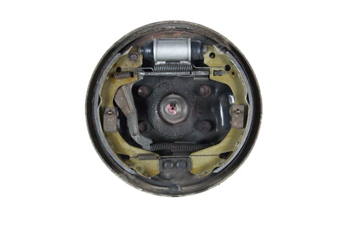Preview: New brake pads and cylinder brake drum (isolated)