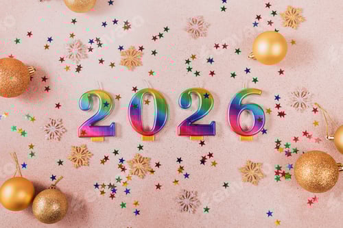 Visualização: Fundo cintilante de férias Feliz Ano Novo 2026