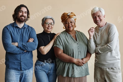 Preview: Diverse group of adult people posing together