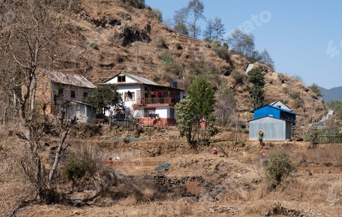 Preview: Rural Nepalese homes nestled in mountainous terrain