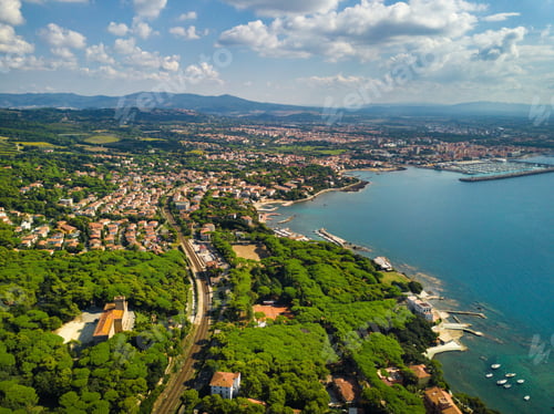 Preview: Top view of the city and the promenade located in Castiglioncello in Tuscany. Italy, Livorno