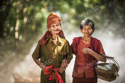 Preview: Elephant and senior couple in Thailand