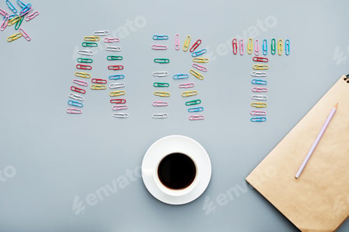 Preview: Creative desk with coffee cup