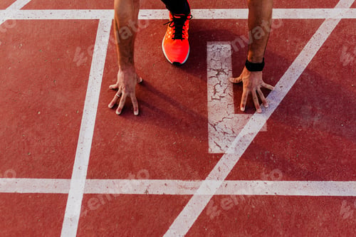 Preview: runner man at the stadium race tracks. sports outdoors concept