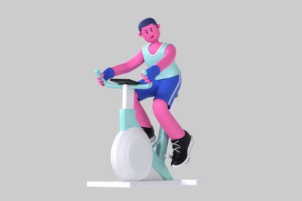 Preview: Man on exercise bike cartoon style