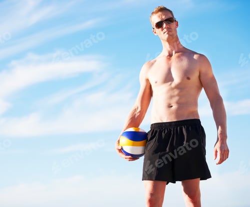 Preview: You wanna piece of me. Shot of a beach volleyball game on a sunny day.