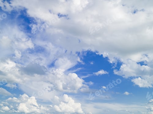 Preview: Blue sky with white clouds. Cloudscape. Summer background
