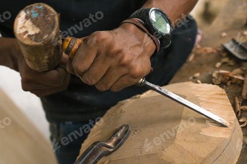 Preview: Work: Wood craftsman creating pieces and polishing wooden parts.