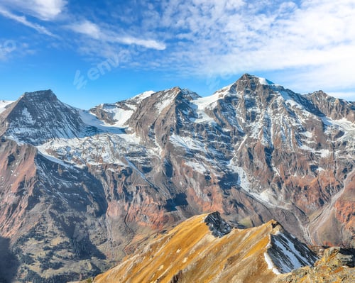 Preview: Stunning view of moutaine scenery at Grossglockner High Alpine Road during autumn.