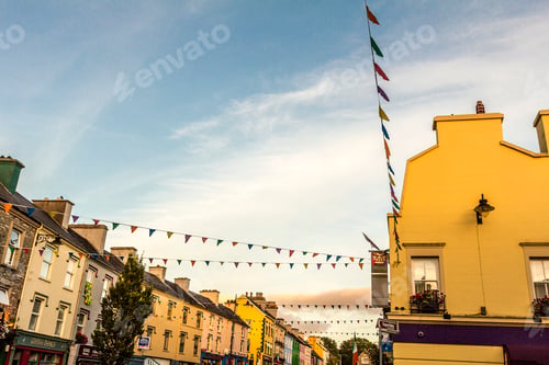 Preview: Bunting across street of Kenmare town, County Kerry, Ireland