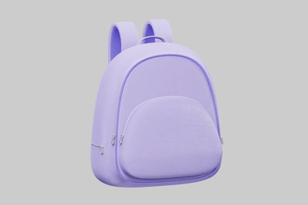 Preview: Purple school backpack with zippers