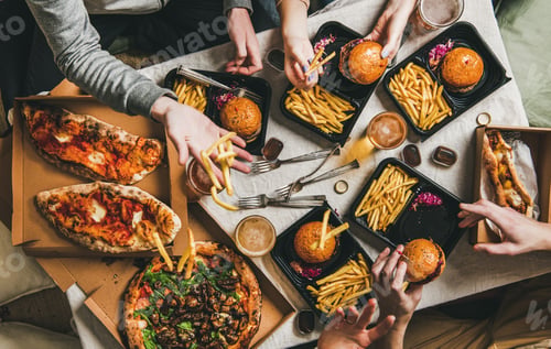 Preview: Lockdown fast food dinner from delivery service, getting together