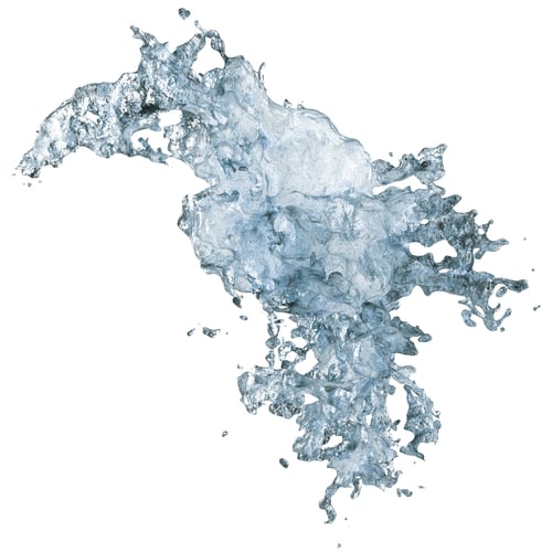 Preview: Blue water splash isolated on white background. Cut out graphic design element. Aqua, liquid