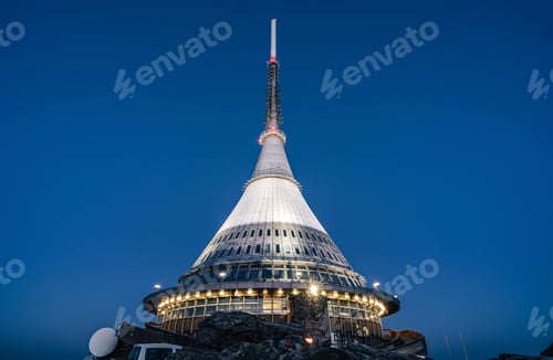 Preview: The summit of Jested with famous hotel and broadcast building.