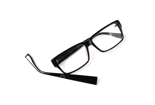 Preview: Broken eyeglasses isolated on white, top view