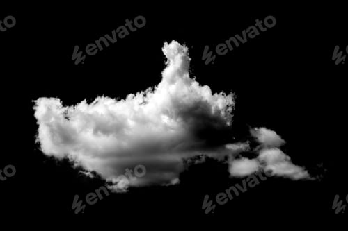 Preview: clouds white for design on isolated elements black background.