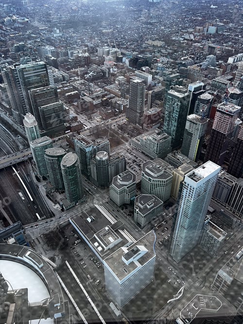 Preview: Skyscrapers from above during cloudy weather
