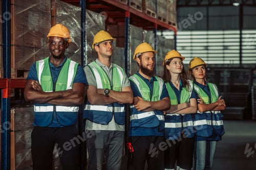Preview: Diverse warehouse team create empowerment, confidence. Collaboration drives excellence in logistics