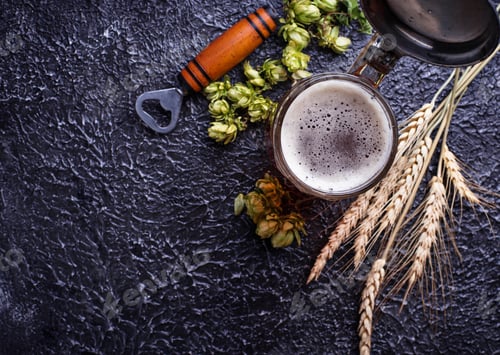 Preview: Mug of beer, hops and malt