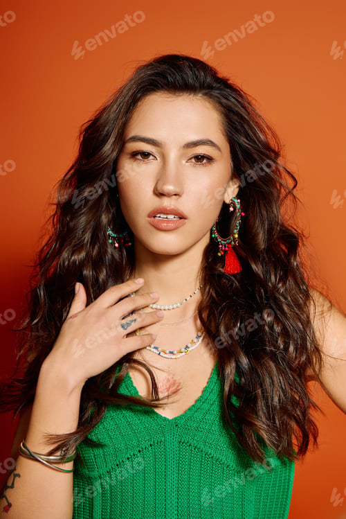 Preview: Capturing summer vibes with a young beautiful woman showcasing modern style and confidence