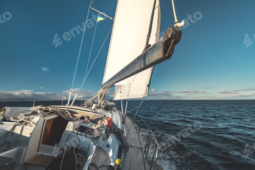 Preview: Close-up deck view. Sailing yacht. Ireland