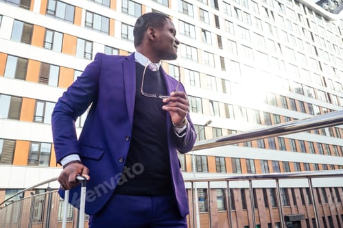 Preview: Full length portrait of successful and well dressed African american businessman