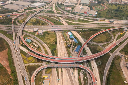 Preview: Road roundabout with car lots highway in Bangkok,Thailand. street large beautiful downtown