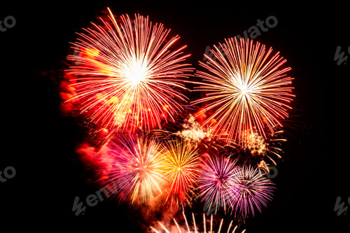 Preview: Abstract colorful firework display for celebration anniversary