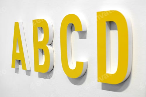Preview: ABCD yellow alphabet letters