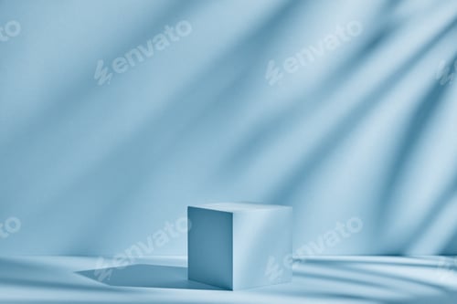 Preview: Background for product presentation with shadows and light. Empty cubic podium
