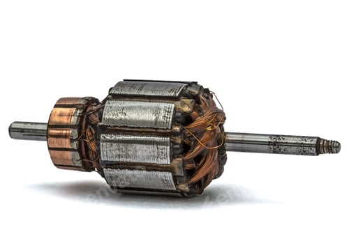 Preview: Old damaged rotor of electric motor, isolated on white background