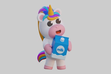 Preview: Cartoon unicorn milk drinker asset