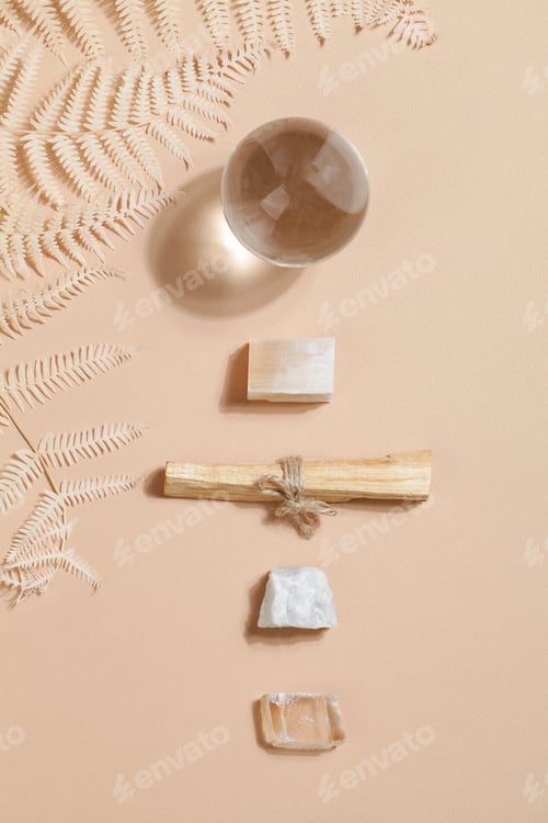 Preview: Palo Santo sticks, crystals and fortune telling ball. magic rock for ritual, witchcraft, spiritual