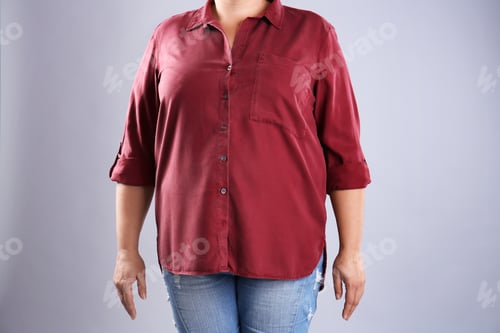 Preview: Buttoned Shirt and Jeans Outfit on Neutral Backdrop