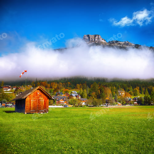 Preview: Sunny morning on the village Altaussee Alps Austria Europe