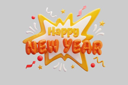 Preview: Happy New Year 3D Celebration Text