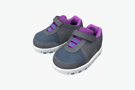 Preview: Gray sneakers with purple and blue stripes
