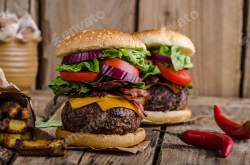 Preview: Beef burger rustic style