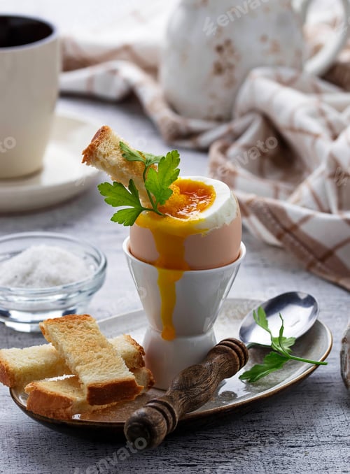 Preview: Soft-boiled egg and toasts