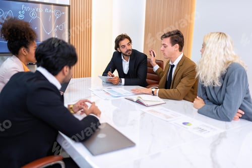 Preview: Employee on job corporate Business colleagues sit around table work as team and hand gathering
