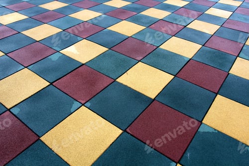 Preview: Floor covered with colorful tiles