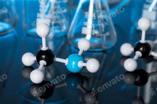 Preview: Closeup shot of a molecule structure on a lab table
