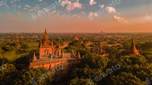 Preview: Myanmar, couple sunrise Bagan, men woman sunset Bagan Myanmar