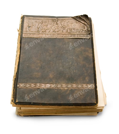 Preview: old book with an engraving, isolated on white background