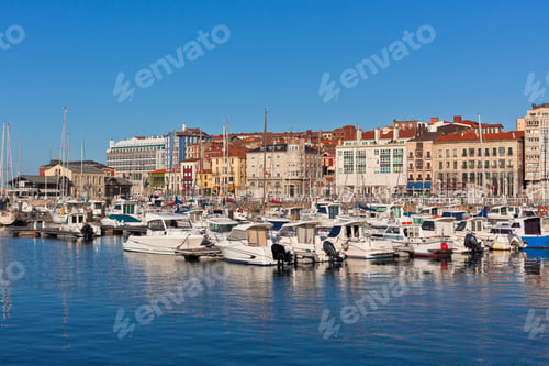 Preview: View on Old Port of Gijon and Yachts, Asturias, Northern Spain
