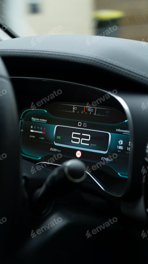 Preview: Vertical shot of the speedometer of a modern car