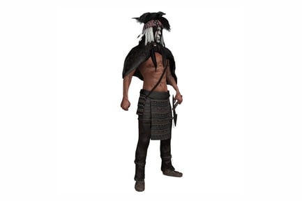 Preview: Native American Warrior with Raven Headdress, Rigged