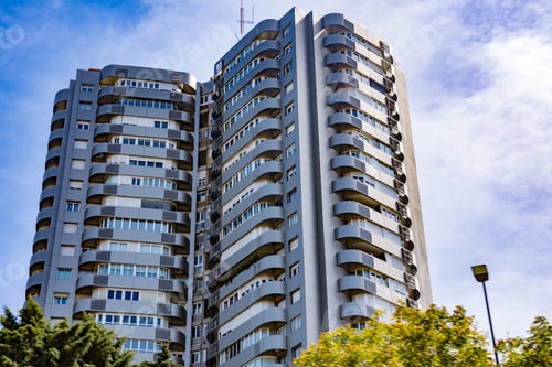 Preview: View of a modern city building with large windows