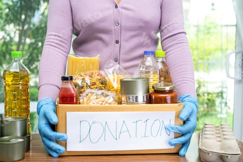 Preview: Foodstuff for donation, storage and delivery. Various food, pasta,