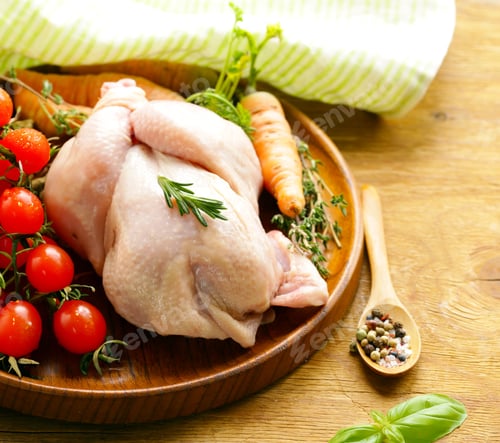 Preview: raw chicken meat with herbs and spices
